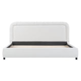 King Size Upholstered Platform Bed Frame with Soft Padded Headboard, Quiet Noise-Free Bed, 800LBS Capacity, White