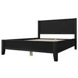 King Size Wood Platform Bed Frame with Vertical Reeded Headboard & Footboard for Bedroom, Apartment, No Box Spring Required