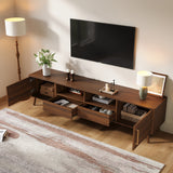 78" TV Stand for TVs up to 85", Modern Entertainment Center Media Console Table w/ Smooth Doors,Open Shelf & Solid Wood Legs, Walnut