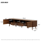 78" TV Stand for TVs up to 85", Modern Entertainment Center Media Console Table w/ Smooth Doors,Open Shelf & Solid Wood Legs, Walnut