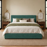 King Size Linen-Look Fabric Upholstered Platform Bed Frame with Storage Drawer, Wood Slats for Bedroom, No Box Spring Needed