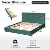 King Size Linen-Look Fabric Upholstered Platform Bed Frame with Storage Drawer, Wood Slats for Bedroom, No Box Spring Needed