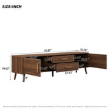 70" TV Stand for TVs up to 80", Modern Media Console Entertainment Center with Drawers, Soft-Close Doors & Solid Wood Legs, Walnut
