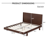 Mid-Century Modern Queen Size Wood Platform Bed with Statement Headboard & Angled Tapered Legs for Bedroom, No Box Spring Needed