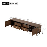 78" Slatted TV Stand for TVs up to 85", Mid-Century Modern Entertainment Center Media Console with 4 Drawers & Slatted Doors, Walnut