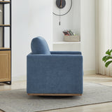 360° Swivel Accent Chair Upholstered Club Chair Square Single Sofa Chair Leisure Armchair Lounge Reading Chair, Blue