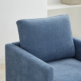 360° Swivel Accent Chair Upholstered Club Chair Square Single Sofa Chair Leisure Armchair Lounge Reading Chair, Blue