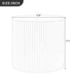 Round Magnesium Oxide Outdoor End Table, Side Table with Fluted Textured Design, Accent Table for Patio, Living Room, Bedroom