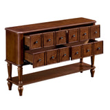 Vintage Console Table Easy-to-Assemble Sofa Table Display Stand Entryway Accent Table with Solid Wood Legs, 4 Drawers&Open Shelf, Cherry