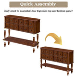 Vintage Console Table Easy-to-Assemble Sofa Table Display Stand Entryway Accent Table with Solid Wood Legs, 4 Drawers&Open Shelf, Cherry