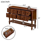 Vintage Console Table Easy-to-Assemble Sofa Table Display Stand Entryway Accent Table with Solid Wood Legs, 4 Drawers&Open Shelf, Cherry