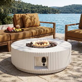 40,000 BTU Patio MGO Propane Fire Pit Table with Lid, 2-in-1 Outdoor Gas Fireplace & Coffee Table with Lava Rocks & Weather Cover
