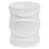 18.3"H Sculptural End Table Outdoor Side Table Round MGO Accent Table Plant Stand with Wavy Textured Design for Indoor/Outdoor