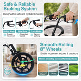 2 in 1 Walker & Rollator Seniors Foldable Wheelchair with Adjustable Handle,Foam Seat,360° Swivel Casters,Storage Bag,Cup Holder, Black