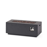40.25" Outdoor Rectangular MgO Concrete Propane Fire Pit, 40,000 BTU Patio Fireplace, Dark Gray (Tank Cover not Included)
