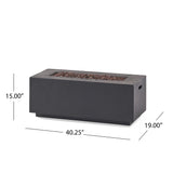 40.25" Outdoor Rectangular MgO Concrete Propane Fire Pit, 40,000 BTU Patio Fireplace, Dark Gray (Tank Cover not Included)