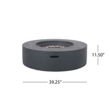 39.25" Lightweight Concrete Outdoor Round Fire Pit, 50,000 BTU Patio Fireplace with Waterproof & UV-Resistant Cover