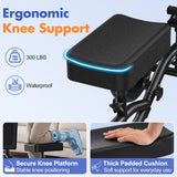 Foldable Knee Walker Knee Scooter for Leg/Foot Injuries with Adjustable Height Knee Pad&Handlebar, All-Terrain Wheels, Footrest, Bag, Black