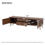 Mid Century TV Stand for TVs up to 75", 68"W TV Console Media Storage Cabinet Entertainment Center with 2 Drawers, Walnut
