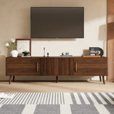 Mid Century TV Stand for TVs up to 75", 68"W TV Console Media Storage Cabinet Entertainment Center with 2 Drawers, Walnut