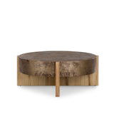 41" Round Modern Rustic Coffee Table Center Table Vintage Industrial Accent Table with Distressed Rust Finish & Wood Legs