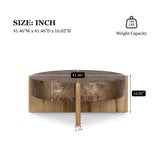 41" Round Modern Rustic Coffee Table Center Table Vintage Industrial Accent Table with Distressed Rust Finish & Wood Legs