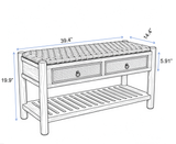 Solid Wood Storage Bench Entryway Shoe Bench Rustic Shoe Organizer with 2 Drawer & Ventilated Slatted Shelf, Walnut