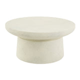 27.56" Round Patio Coffee Table, MGO Side Table Center Table for Indoor & Outdoor Use, No Assembly Required, Off-white Speckled