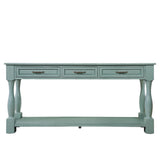 60" Long Console Table with Pre-assembled Top&3 Drawers, Mid-Century Modern Sofa Table Display Stand Entryway Accent Table, Retro Blue