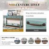 60" Long Console Table with Pre-assembled Top&3 Drawers, Mid-Century Modern Sofa Table Display Stand Entryway Accent Table, Retro Blue