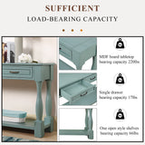 60" Long Console Table with Pre-assembled Top&3 Drawers, Mid-Century Modern Sofa Table Display Stand Entryway Accent Table, Retro Blue