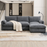 96.5"W L-Shaped Sectional Sofa Chenille Upholstered Sofa Couch with Storage Ottoman, Phone Holder & USB Ports