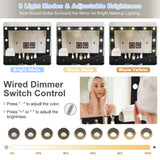 Makeup Vanity Desk Compact Dressing Table Set with Stool, 3-Mode Lighted Hollywood Mirror, Power Socket & Hair Dryer Holder, Black