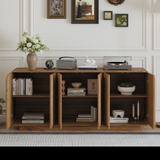 6-Door Sideboard Buffet Cabinet TV Stand, Mid-Century Modern Wooden Storage Credenza with Adjustable Shelves