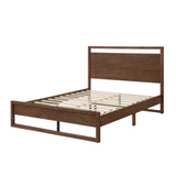 Queen Size Rubber Wood Platform Bed with Frame-Shaped Headboard & Footboard for Bedroom, Apartment, Under Bed Storage