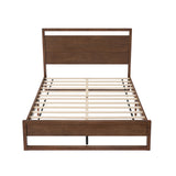 Queen Size Rubber Wood Platform Bed with Frame-Shaped Headboard & Footboard for Bedroom, Apartment, Under Bed Storage
