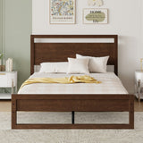 Queen Size Rubber Wood Platform Bed with Frame-Shaped Headboard & Footboard for Bedroom, Apartment, Under Bed Storage