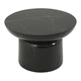 23.82" Round Black Marble Effect MGO Outdoor Coffee Table, Patio Side Table for Indoor, Backyard, Gardern, No Assembly Required