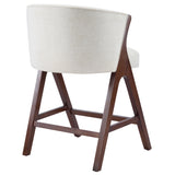 Set 2 Counter Stools Ergonomic Bar Stool Upholstered Dining Chairs with Thick Padded Seat, Curved Backrest & Footrest, Beige+Walnut