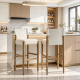Set of 2 Ergonomic Bar Stool Minimalist Counter Stools with Soft Seat Cushion for Breakfast Nook Home Bar Kitchen Island, Brown+White