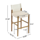 Set of 2 Ergonomic Bar Stool Minimalist Counter Stools with Soft Seat Cushion for Breakfast Nook Home Bar Kitchen Island, Brown+White