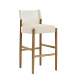Set of 2 Ergonomic Bar Stool Minimalist Counter Stools with Soft Seat Cushion for Breakfast Nook Home Bar Kitchen Island, Brown+White