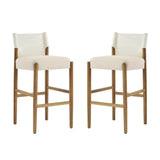 Set of 2 Ergonomic Bar Stool Minimalist Counter Stools with Soft Seat Cushion for Breakfast Nook Home Bar Kitchen Island, Brown+White