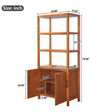 75.55"H Storage Display Cabinet with Open Shelves & Double Doors Cabinet, Freestanding Wood Shelving Unit Bookcase for Living Room