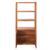 75.55"H Storage Display Cabinet with Open Shelves & Double Doors Cabinet, Freestanding Wood Shelving Unit Bookcase for Living Room