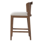 Set 2 Counter Stools Ergonomic Bar Stool with Padded Seat, Curved Rattan Back, Footrest for Breakfast Nook Kitchen Island, Beige,Walnut