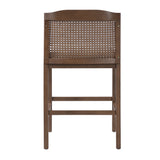Set 2 Counter Stools Ergonomic Bar Stool with Padded Seat, Curved Rattan Back, Footrest for Breakfast Nook Kitchen Island, Beige,Walnut