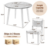 3-Piece Dining Set, Drop-leaf Round Dining Table Set with 2 Upholstered Armless Chairs for Kitchen, Dining Room, Space Saving