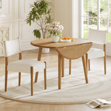 3-Piece Dining Set, Drop-leaf Round Dining Table Set with 2 Upholstered Armless Chairs for Kitchen, Dining Room, Space Saving