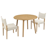 3-Piece Dining Set, Drop-leaf Round Dining Table Set with 2 Upholstered Armless Chairs for Kitchen, Dining Room, Space Saving